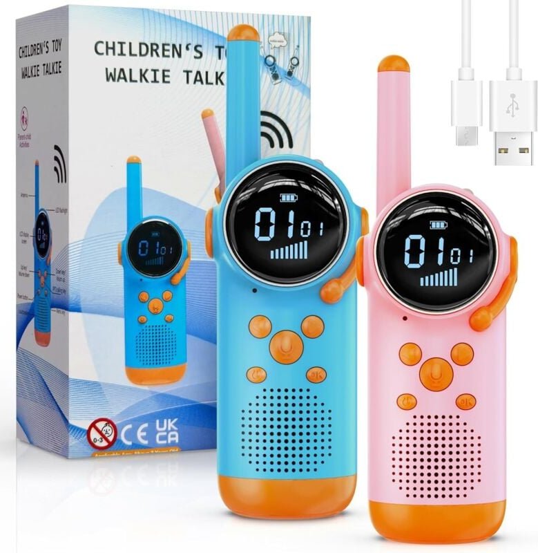 Walkie Talkie für Kinder, wiederaufladbares Walkie Talkie Outdoor-Spielzeug, Geburtstagsgeschenke für 3–12 Jahre alte Ju...