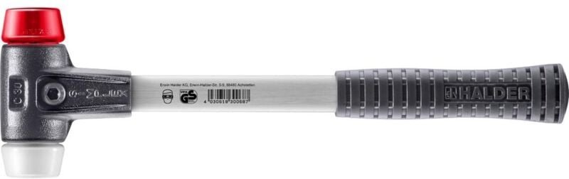 SIMPLEX-Schonhammer, Plastik / Superplastik mit verstärktem Tempergussgehäuse und Fiberglasstiel D=30 mm 3767.030