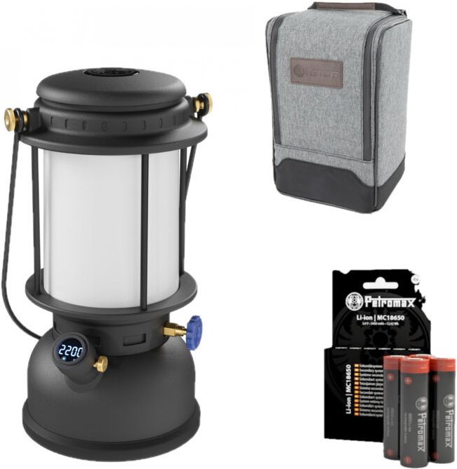 Petromax LM500 LED Laterne Schwarz Set inklusive Akku und Tasche PX-LM500 + PX-18650-BAT + LM500-BAG