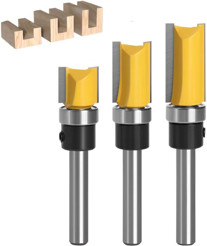 6mm 3-teilig Kopierfräser, Fräser, Holzfräser, Bündigfräser, Fräser, Fräser-Set