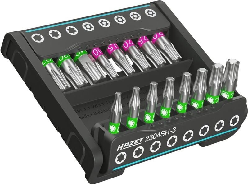 SmartHolder mit 16 Bits ∙ kurz 2304SH-3 ∙ 1/4 Zoll (6,3 mm) Sechskant massiv ∙ Innen torx® Profil, Tamper Resistant torx...