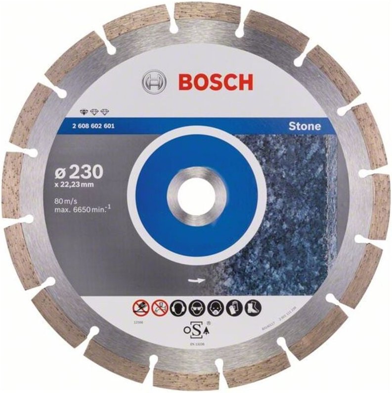 Bosch Diamanttrennscheibe Standard for Stone, 230 x 22,23 x 2,3 x 10 mm, 1er-Pack
