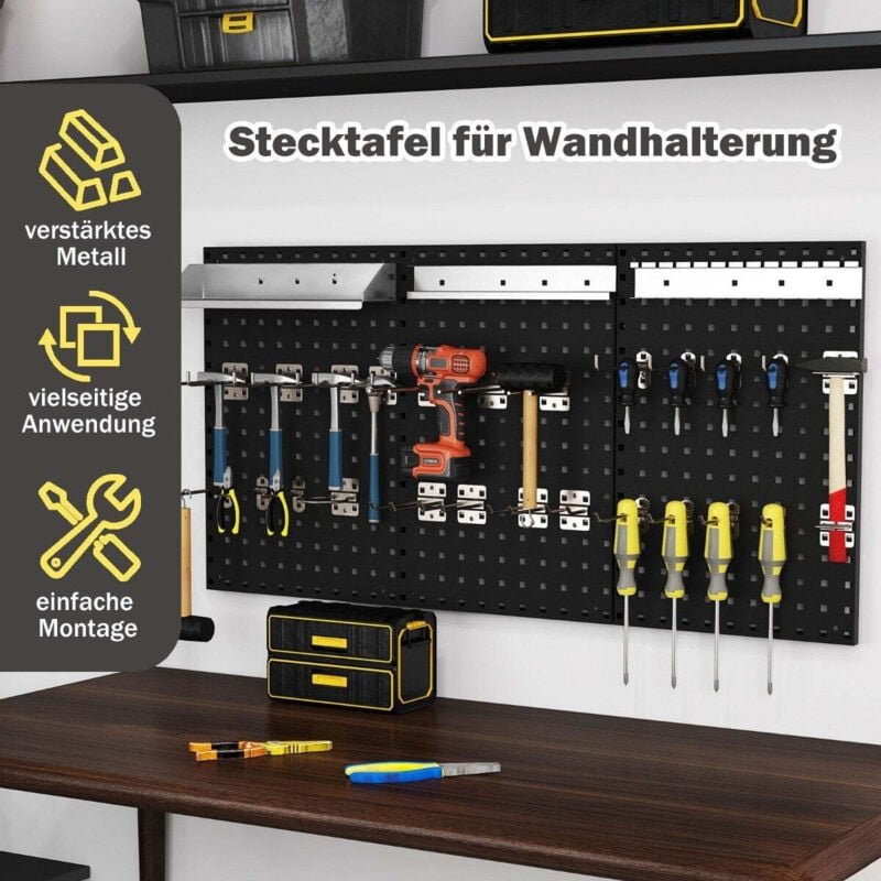 Thumbnail - Werkzeugwand werkzeug lochwand mit 3 stecktafeln amp 28 teilige hangende zubehorteile schwarz