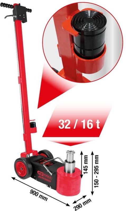Ks Tools - performance Lufthydraulischer Wagenheber, 32/16 t