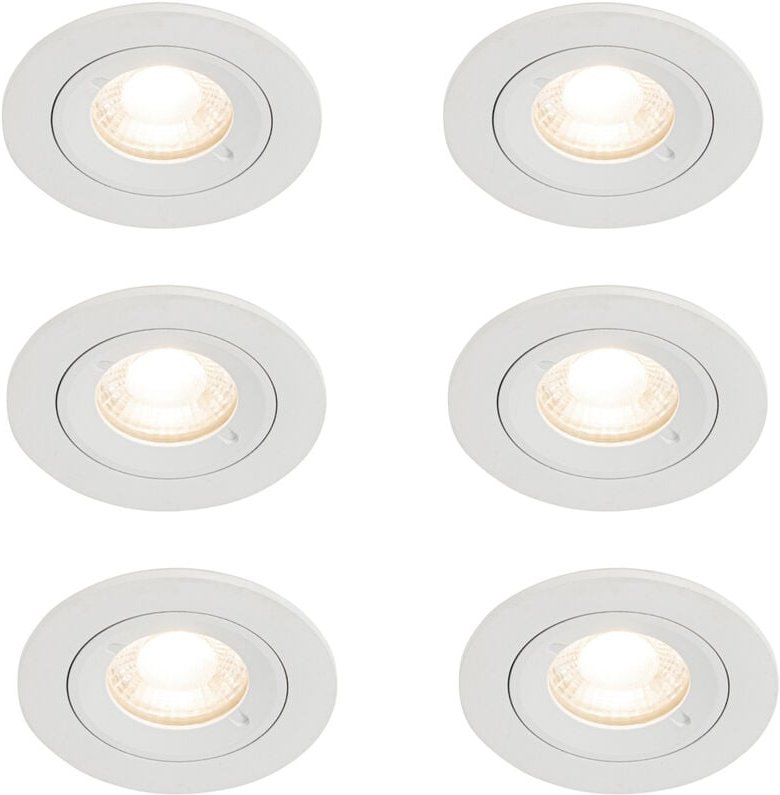 Set mit 6 weißen runden Einbauleuchten GU10 50 mm IP44 - Xena