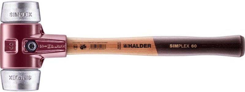 HALDER Schonhammer Temperguss Kopf ø 60 mm Alu Hickory Stiel