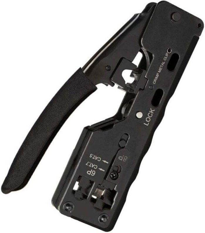 GJ669BK RJ45 Crimper Crimpwerkzeug Reparaturwerkzeug für CAT7 RJ45 Netzwerkbuchse, schwarz - Ahlsen