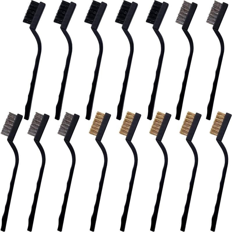 Brosse Métallique à Main en Nylon Laiton Acier Inoxydable avec Manche Incurvé & Trou d’Accroche pour Nettoyer Évier, Tra...