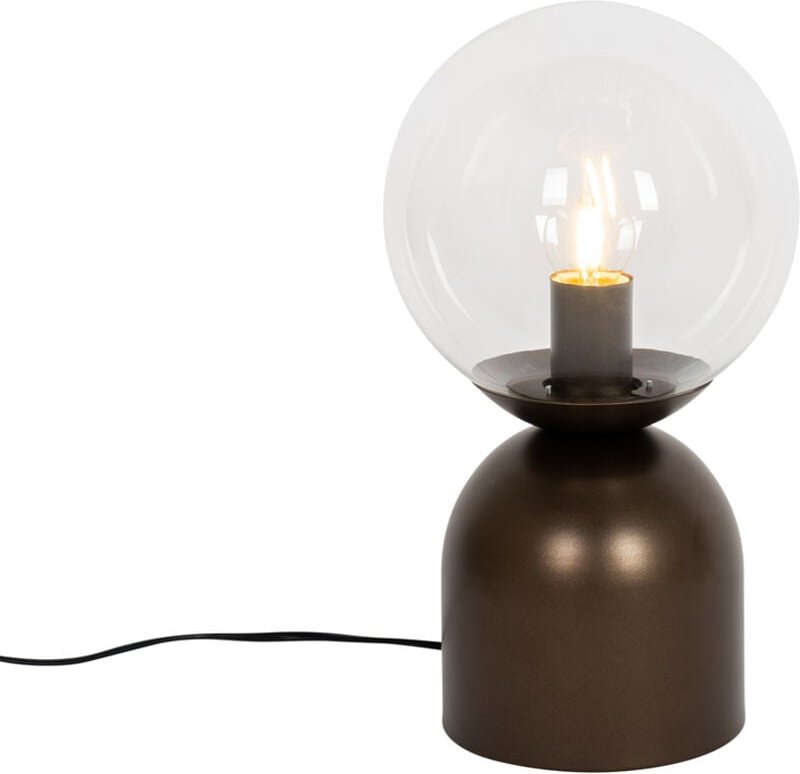 Hotel-Chic-Tischlampe aus dunkler Bronze mit klarem Glas – Pallon Trend