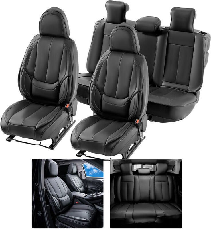 Sitzbezüge, universelle Autositzbezüge, Vorder- und Rücksitz, 13-teiliger Kunstleder-Sitzbezug, vollständig geschlossene...