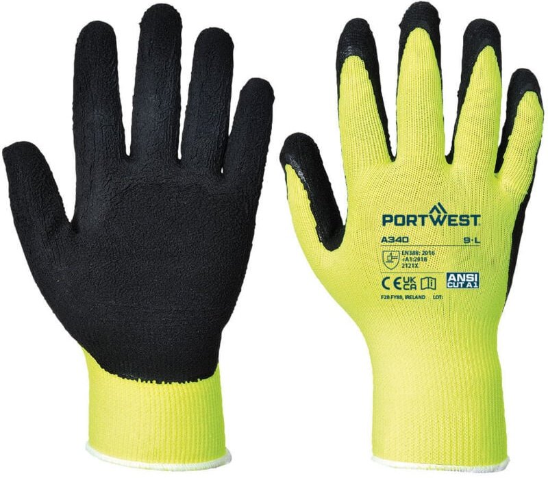 Grip HiVis Latex-Handschuhe Gelb XL - Größe 10