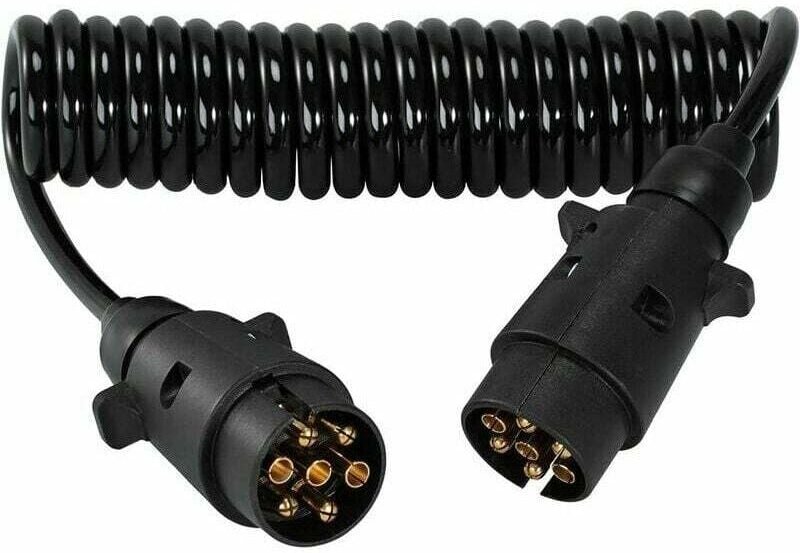 7-poliges Anhänger-Verlängerungs-Spiralkabel mit Anhänger-Adapter, Steckdosenanschluss, 7-adriger elektrischer Kabelansc...
