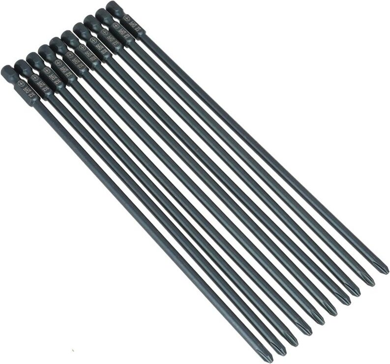 Zoternen - 10 Stücke Schraubendreher Bit Set,200mm Extra Lange S2 Stahl Kreuzkopf PH2 Schraubendreher Bits Set 1/4 zoll ...