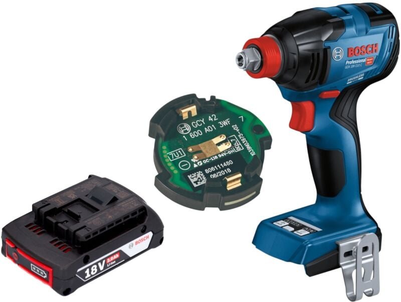 Bosch GDX 18V-210 C Professional Akku Drehschlagschrauber 18 V 210 Nm Brushless + 1x Akku 2,0 Ah + GCY 42 Bluetooth Modu...