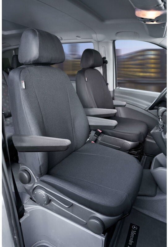 Walser - Passform Sitzbezug aus Stoff kompatibel mit Mercedes-Benz Viano/Vito, 2 Einzelsitze mit Armlehne innen & außen