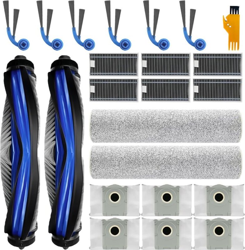 24-teiliges Zubehörset für Ecovacs Deebot T80 Omni / T80 Staubsauger, 2 Hauptbürsten, 2 Mopp-Reinigungswalzen, 6 Filter,...