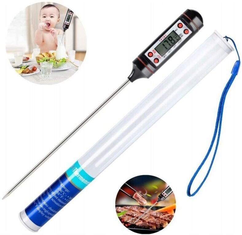 Haushaltsthermometer, elektronisches digitales Lebensmittelthermometer, Schwarz (-50℃~300℃)
