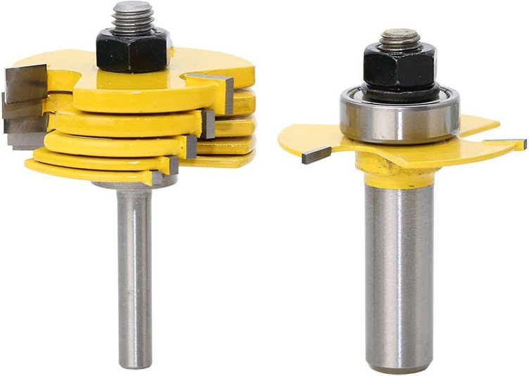 8-mm-Fräser-Set, 3 verstellbare Flügel, Rillenfräser, Holzfräser, Zimmermannsbohrer, T-förmiger Fräser mit 6 Schneidklin...