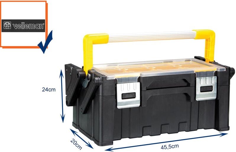 Werkzeugkiste, Werkzeugkasten, Polypropylene, abnehmbare Fächer, 45,5x24x20cm