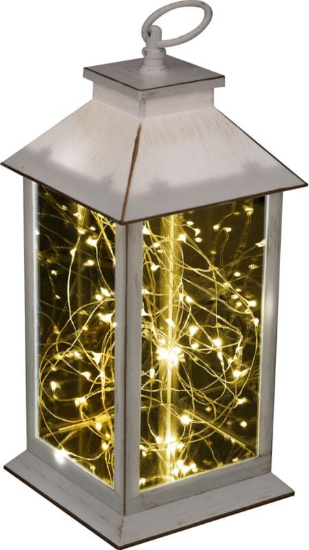 Trendline - led Laterne 50 led antik weiß warmweiß/ bunt flackernd 14x14x32cm