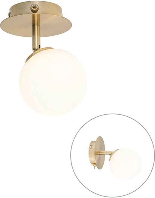 Moderner Spot Gold mit Opalglas mit Schalter - Athens