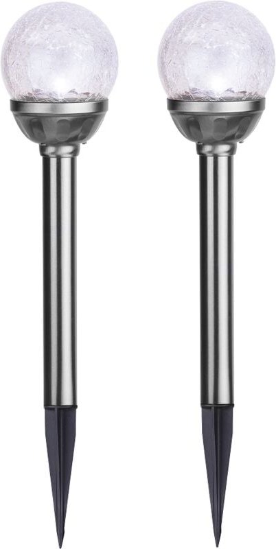 Star Trading Solarpoller-Set Roma, 2 Stück, led, Kaltweiß, Dämmerungssensor, Außenbereich, 26,5 cm