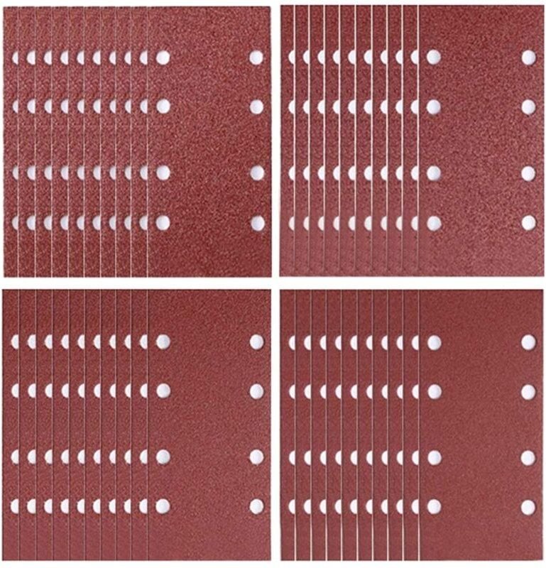 40 Stück Schleifblätter 93 x 185 mm mit 8 Löchern für Exzenterschleifer Körnung 40/60/80/120