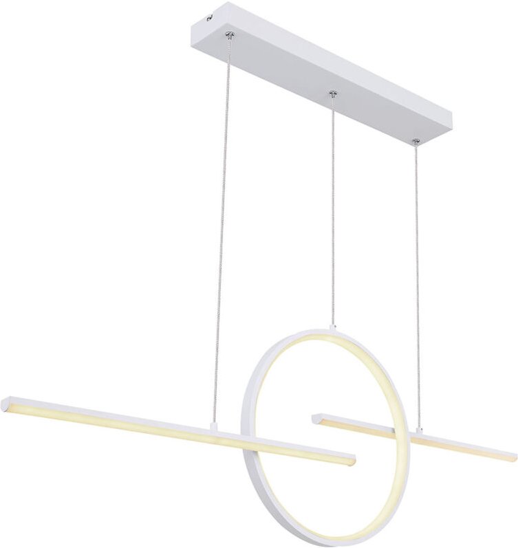 Hängeleuchte mit Fernbedienung Pendelleuchte dimmbar Tageslichtlampe hängend, weiß, 1x led 50W 2300Lm, LxBxH 124 x 10,5 ...