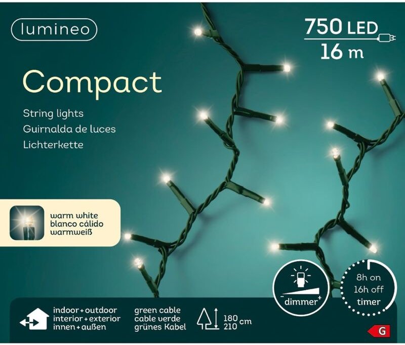 Lumineo LED Lichterkette Compact 1600 cm 750 Lichter warmweiß