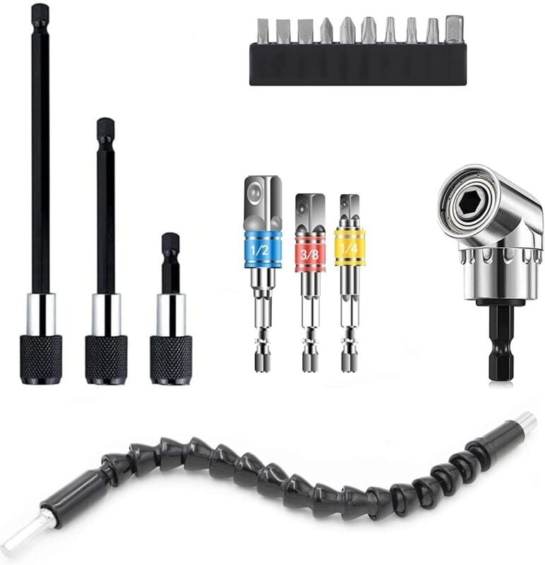 Bohrerverlängerung, Sechskantschaft, 105° rechtwinkliger Bohraufsatz, Universal-Steckschlüssel-Werkzeugsatz, Universal-S...
