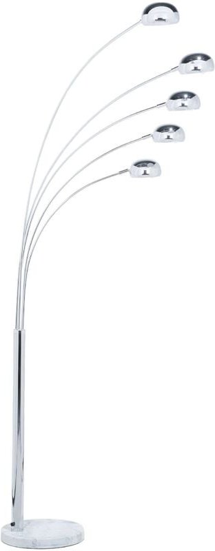 Stehlampe Silber Metall 210 cm 5-flammig Marmorfuß verstellbare Schirme langes Kabel mit Schalter Bogenlampe Industrie L...
