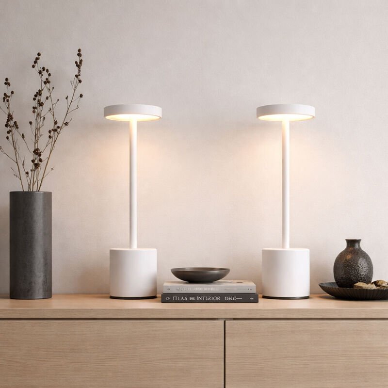 Tischlampe Tischleuchte Schlafzimmerlampe CCT Akku Touchdimmer, Metall Kunststoff, 1,2W 138Lm 2700K 4500K 6000K, H 34 cm...