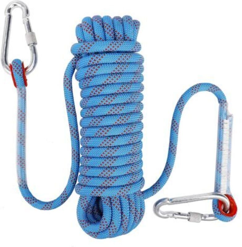 Klettern, 10 m, mit 2 Karabinern, 10 mm, Kletterseil, Bergsteigen, Rettungsseil, Feuerleiter, Klaue, Beschneiden, Campin...