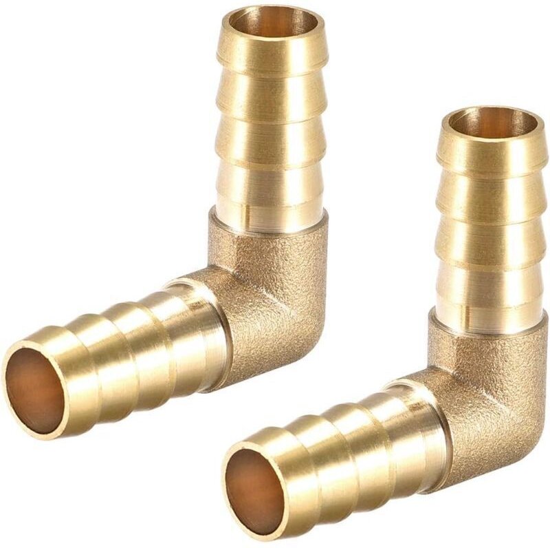 12-mm-Messing-Rohrverschraubung mit Widerhaken, 90°-Winkel, Rohrverbinder, Kupplung, Rohradapter, 2er-Pack
