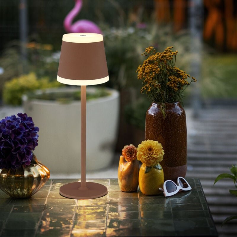 Thumbnail - Tischlampe Tischleuchte Außen weiß led Touchdimmer Akku dimmbar Gartenleuchte usb, rost, Metall Acryl, 2x led warmweiß, ...