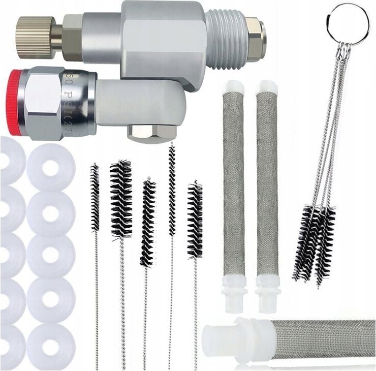 Rosfix CleanShot-Ventil für Lackiereinheit + 10 x Dichtung + Reinigungsstäbe – Reinigungsbürsten + 2 x weißer Fingerfilt...