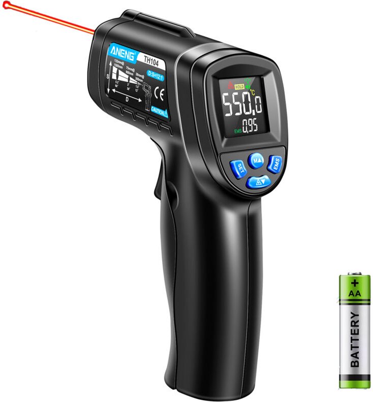 Infrarot-Thermometer, -50 °c 550 °c (-58 °f 1022 °f) berührungsloses Laserthermometer mit einstellbarem Emissionsgradthe...