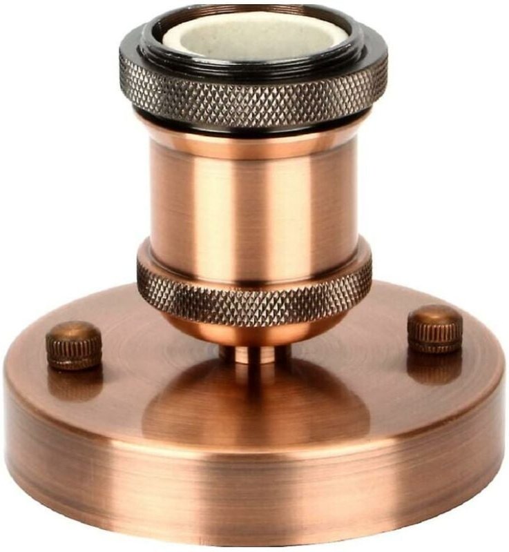 E27-Lampenfassung, Vintage-Adapter, Lampenfassung, Retro-Akku-Kronleuchter, innen aus Keramik, rotes antikes Messing - A...