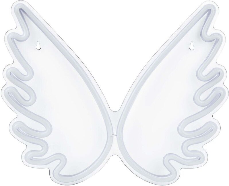 Led Neon Licht Wanddeko Weiß 33 cm Hoch Engelsflügel Hängende Deko mit Kabel für Wohnzimmer Schlafzimmer Büro Flur