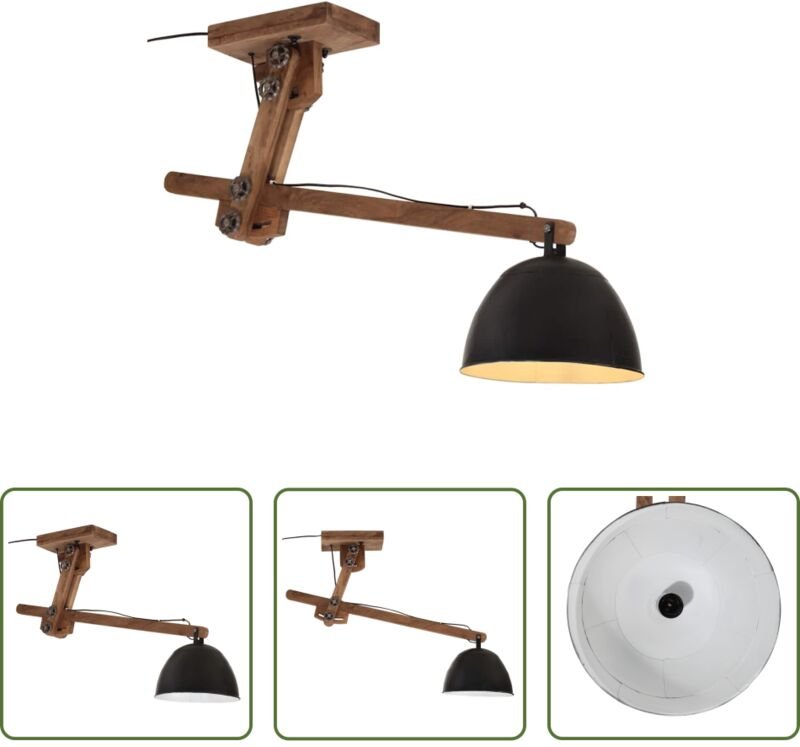 vidaXL Holzlampe - Deckenleuchte 25 W Schwarz 105x30x65-108 cm E27