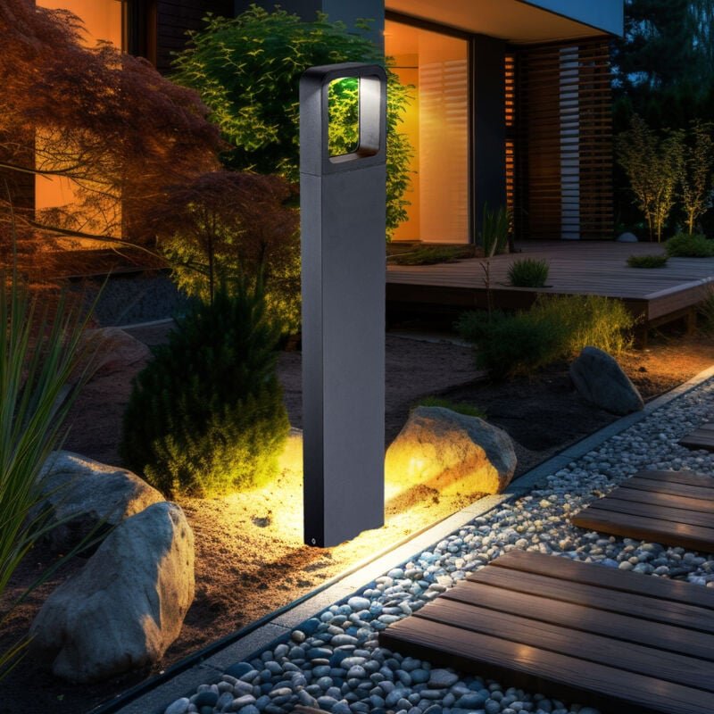 Led Außen Stehleuchte Wegeleuchte dunkelgrau Außenleuchte Standlampe, Aluminium, 10W 298Lm warmweiß, LxBxH 12x5x65 cm