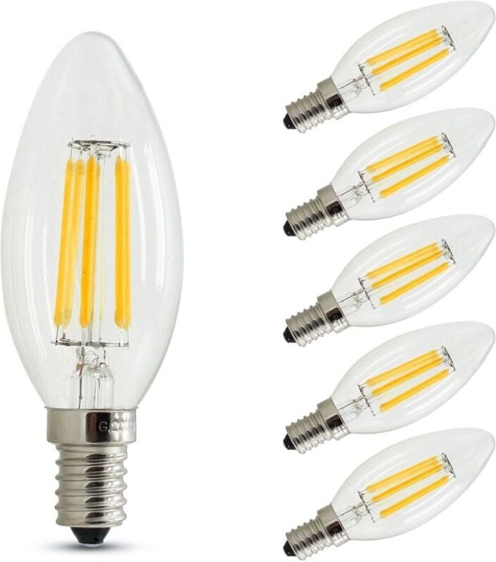 E14-Kerzenlampe mit dimmbarer Flamme, 4 W Glühlampe, entspricht 40 W, warmweiß (2700 K), 400 lm, 6er-Pack [Energieklasse...