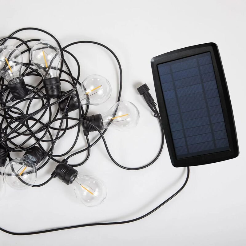 Licht-erlebnisse - led Lichterkette außen Solar 10x E27 IP44 2700 k warmweiß 500 cm lang Außenlichterkette Solar für Gar...