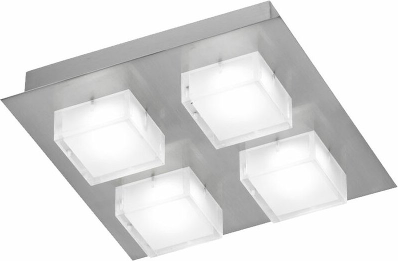 Deckenleuchte led 4 Flammig Wohnzimmerlampe Decke Modern Deckenlampe Glas weiß, quadratisch, 4x led 3W 240Lm warmweiß, L...