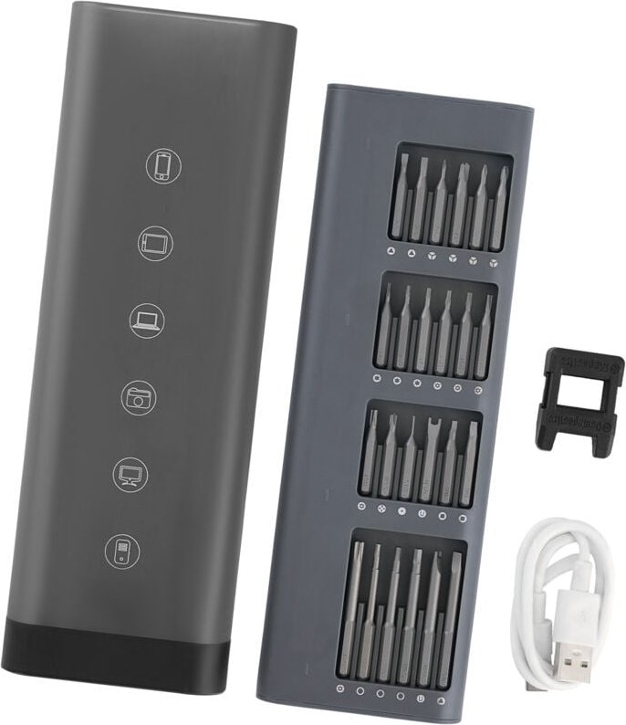 Mophorn Elektrischer Präzisionsschraubendreher (48 magnetische Bits) Mini-Schraubendreher mit magnetischer Aufbewahrungs...