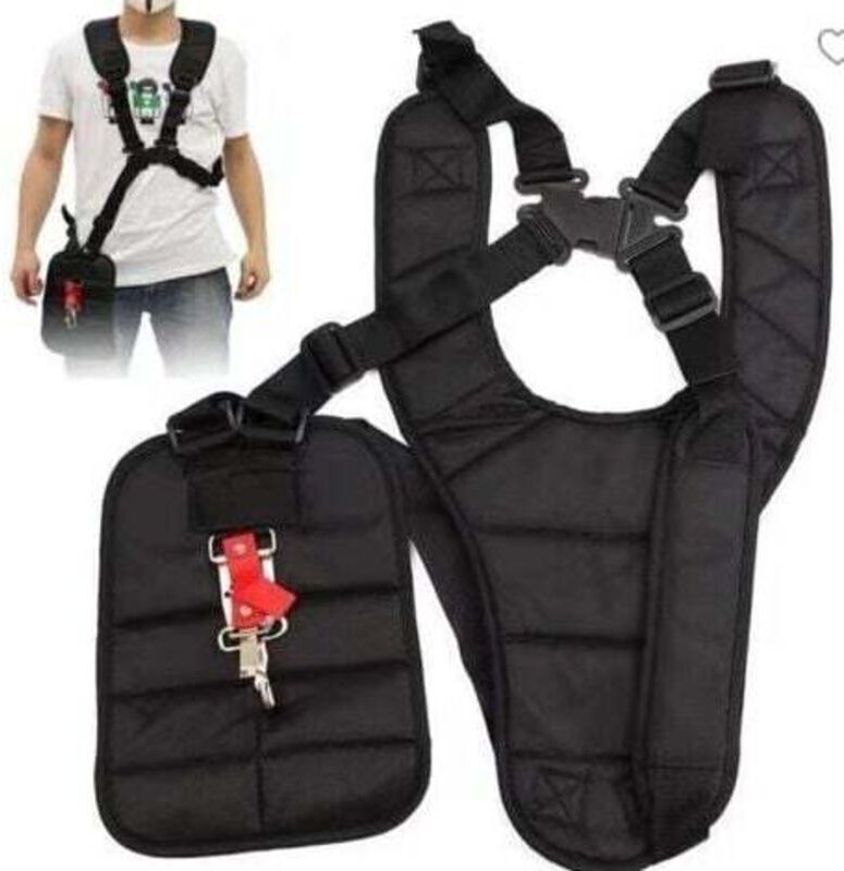 Schwarzer, doppelt gepolsterter Schultergurt mit Sicherheitsknopfverschluss für Freischneider, Trimmer und Kantenschneid...