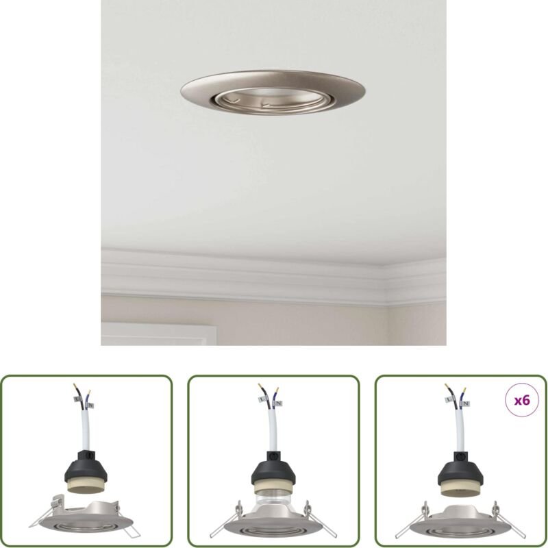 vidaXL Innenraumbeleuchtung - Spotlight 6 pcs Silber 9 x 9 x 2,5 cm Metall