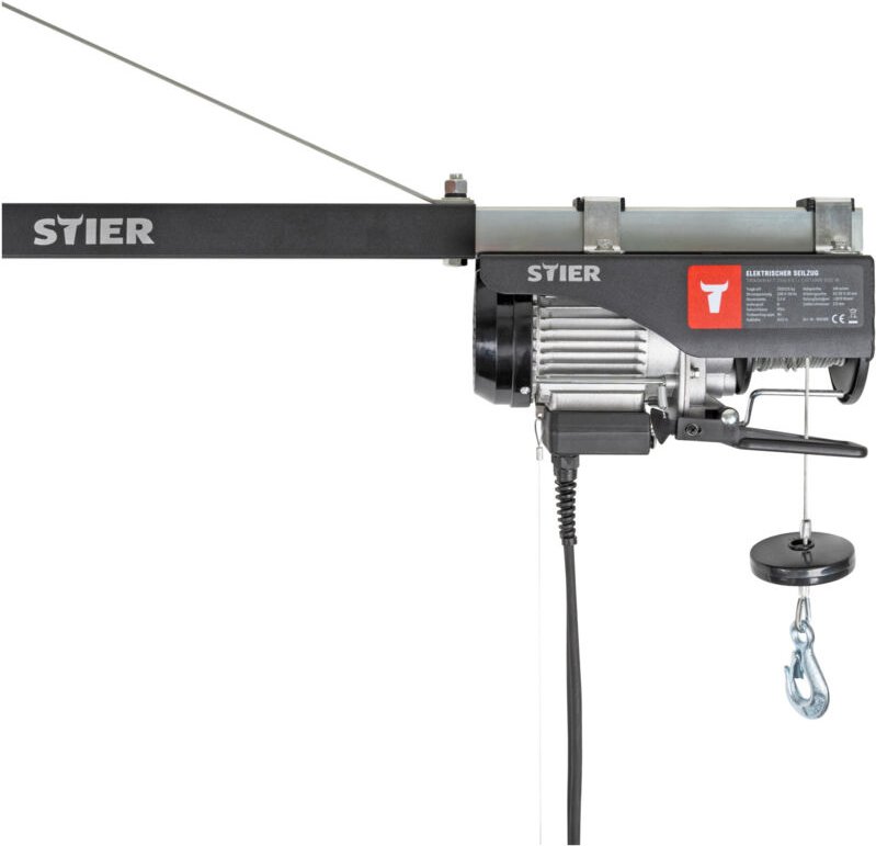 Elektrischer Seilzug, Tragkraft 250 kg, Leistung 500 w, Hebehöhe bis 12 m, inkl. Befestigungsbügel, einfache Montage, Si...