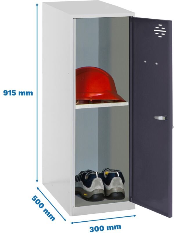 Simonrack grauer Schrank mit Schloss und Ablage