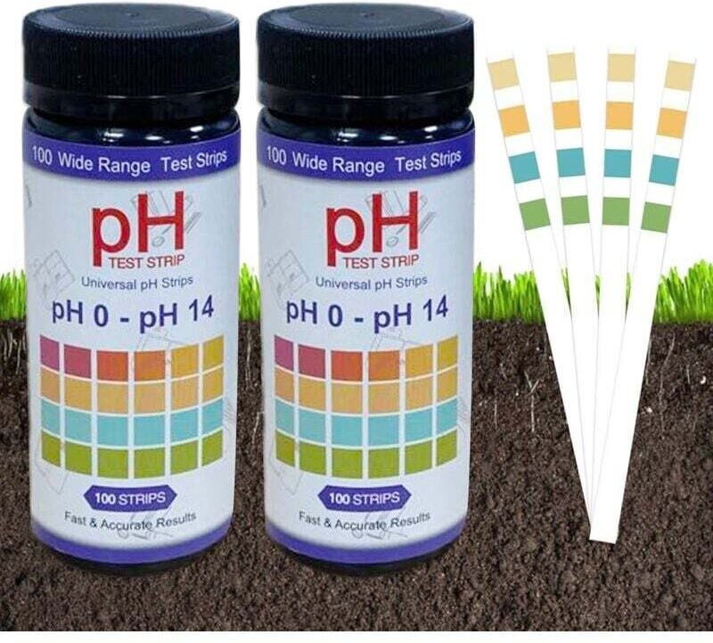 pH-Teststreifen, 200 Stück, Boden-pH-Teststreifen, Testpapier (pH 0–14), Gartenboden-pH-Tester, pH-Testset für Bodenanal...